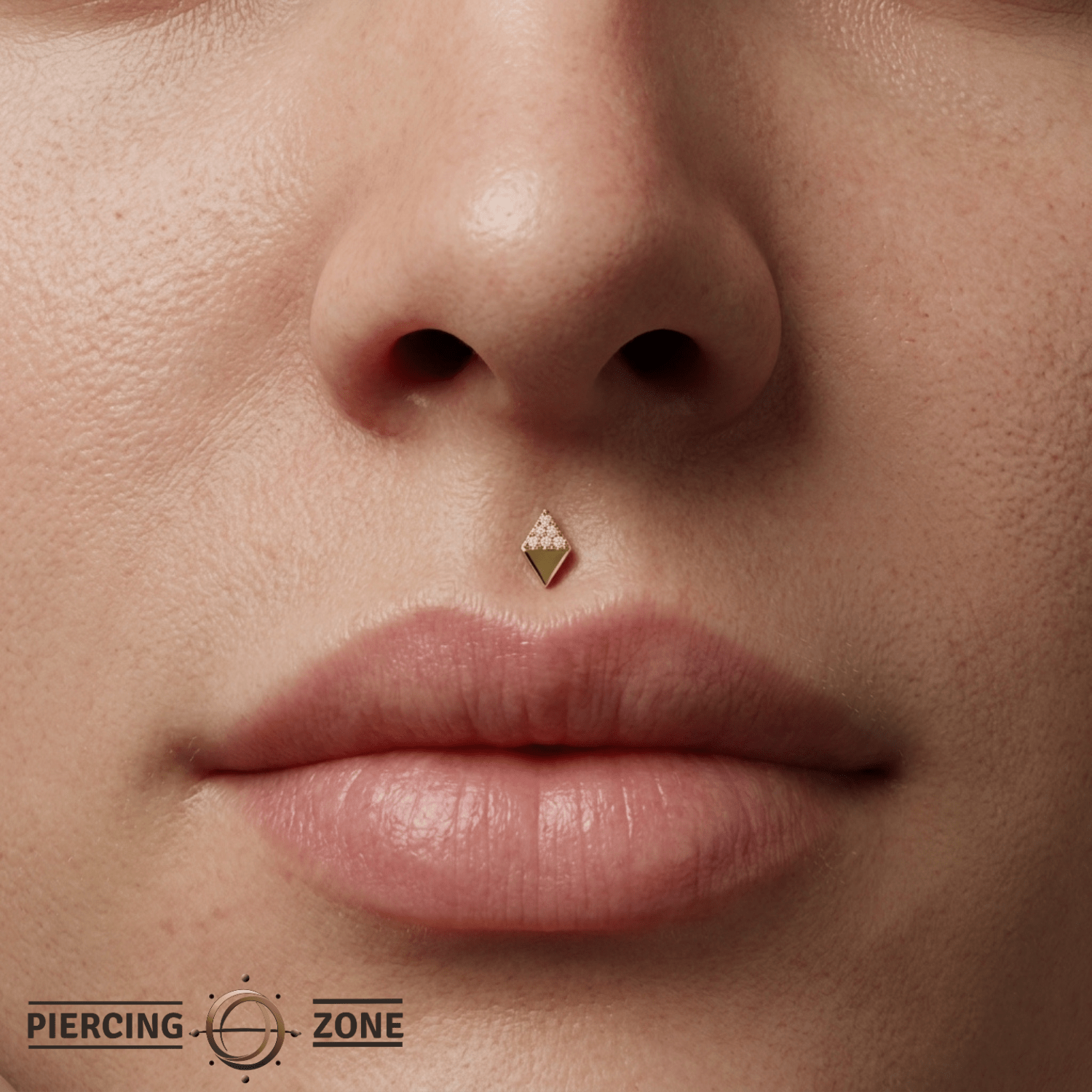 Rhombos - 18K Gold White CZ Threadless/Threaded End - piercing-zone.com