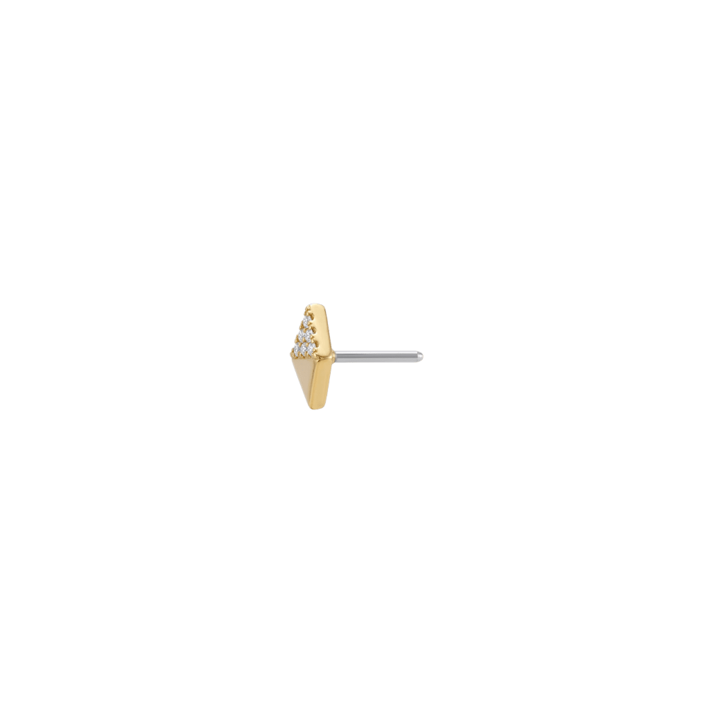 Rhombos - 18K Gold White CZ Threadless/Threaded End - piercing-zone.com