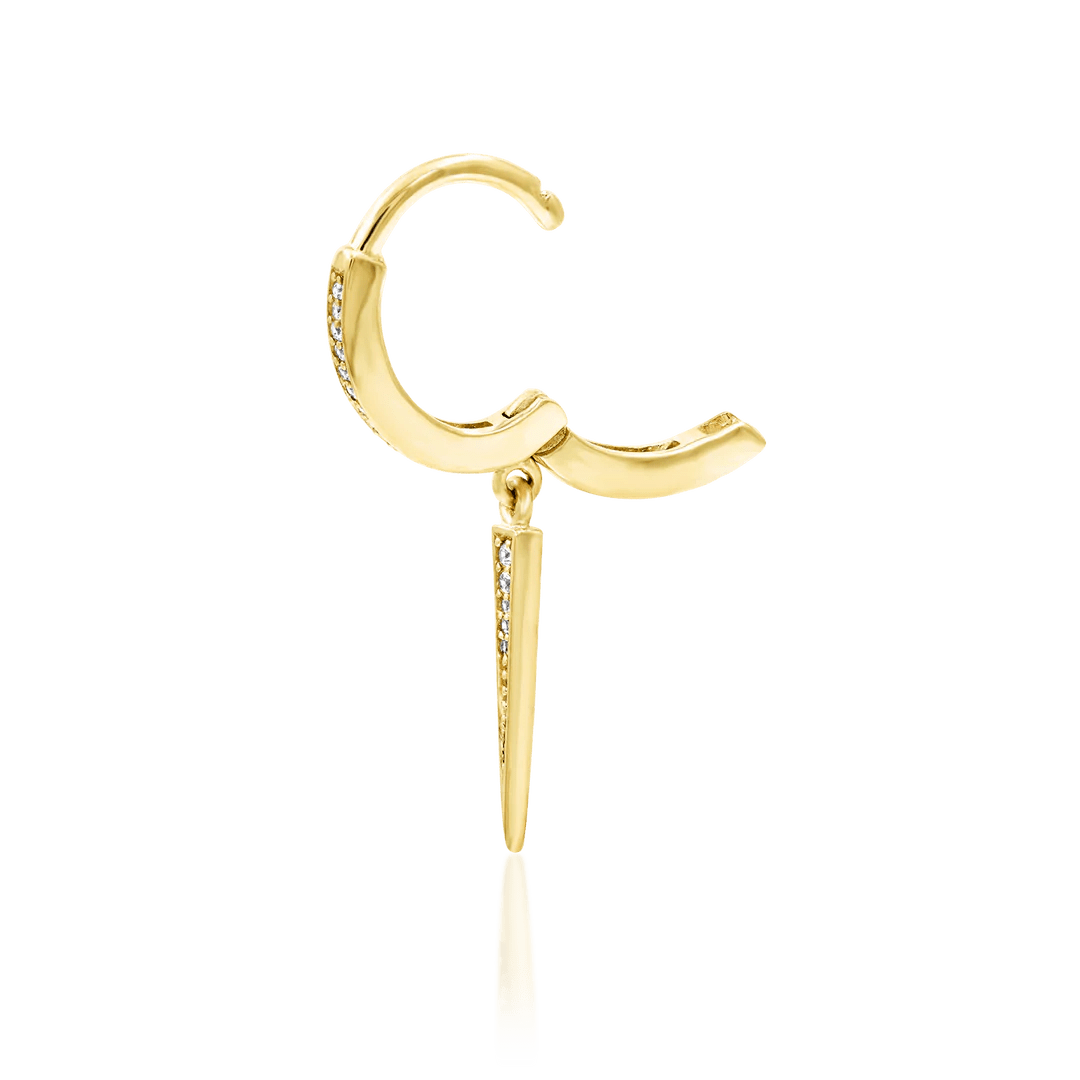 Ria – 14K Gold CZ Spike Clicker - piercing - zone.com