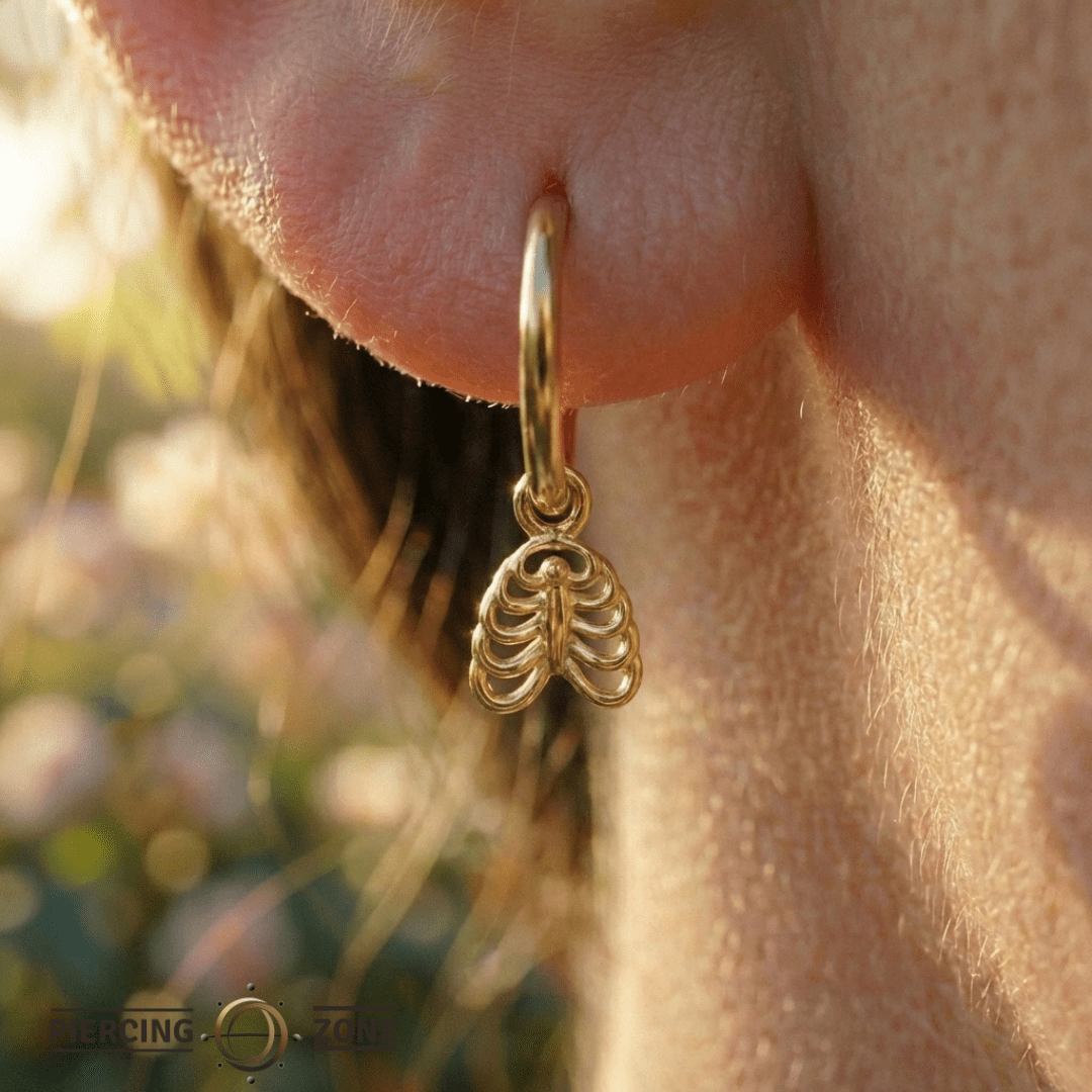 Rib Cage – 14K & 18K Gold Charm - piercing - zone.com