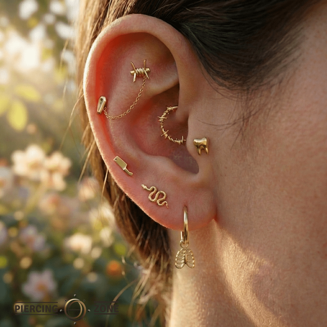 Rib Cage – 14K & 18K Gold Charm - piercing - zone.com