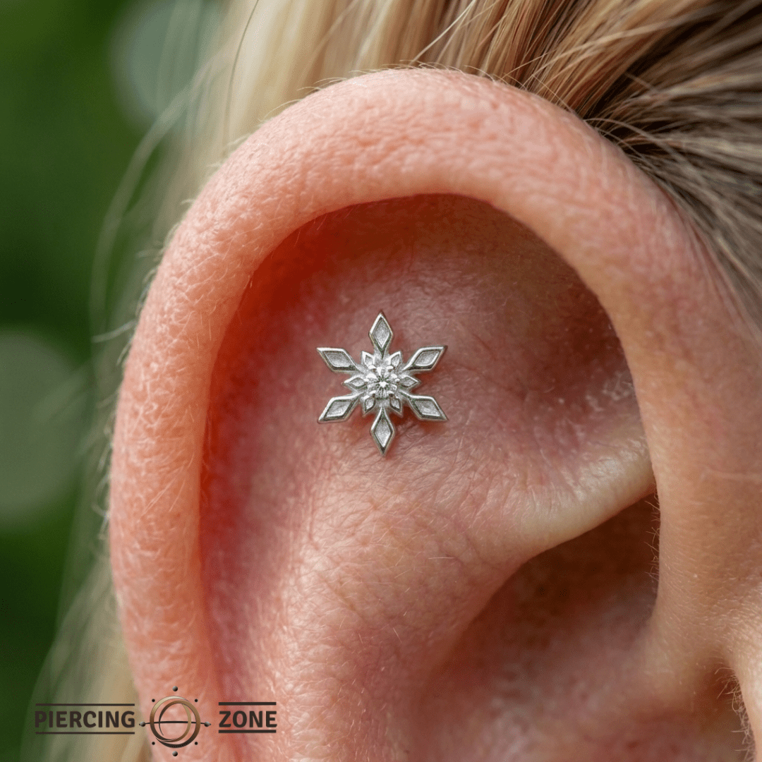 Rime Snowflake – 14K Gold Threadless/Threaded End - piercing - zone.com