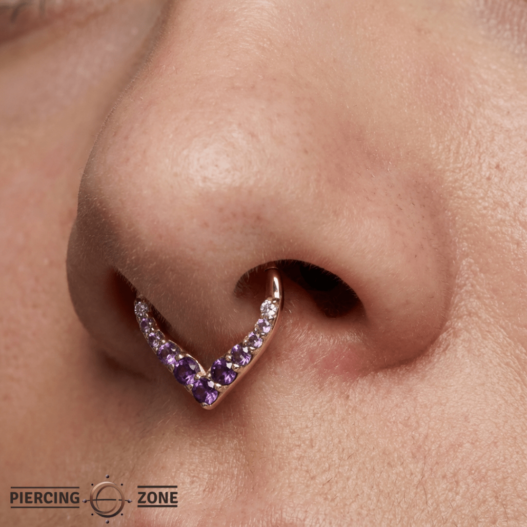 Rise + Shine – Amethyst Ombré – 14K Gold Clicker Ring - piercing - zone.com