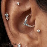 Rise + Shine – Blue Topaz Ombré – 14K Gold Clicker Ring - piercing - zone.com