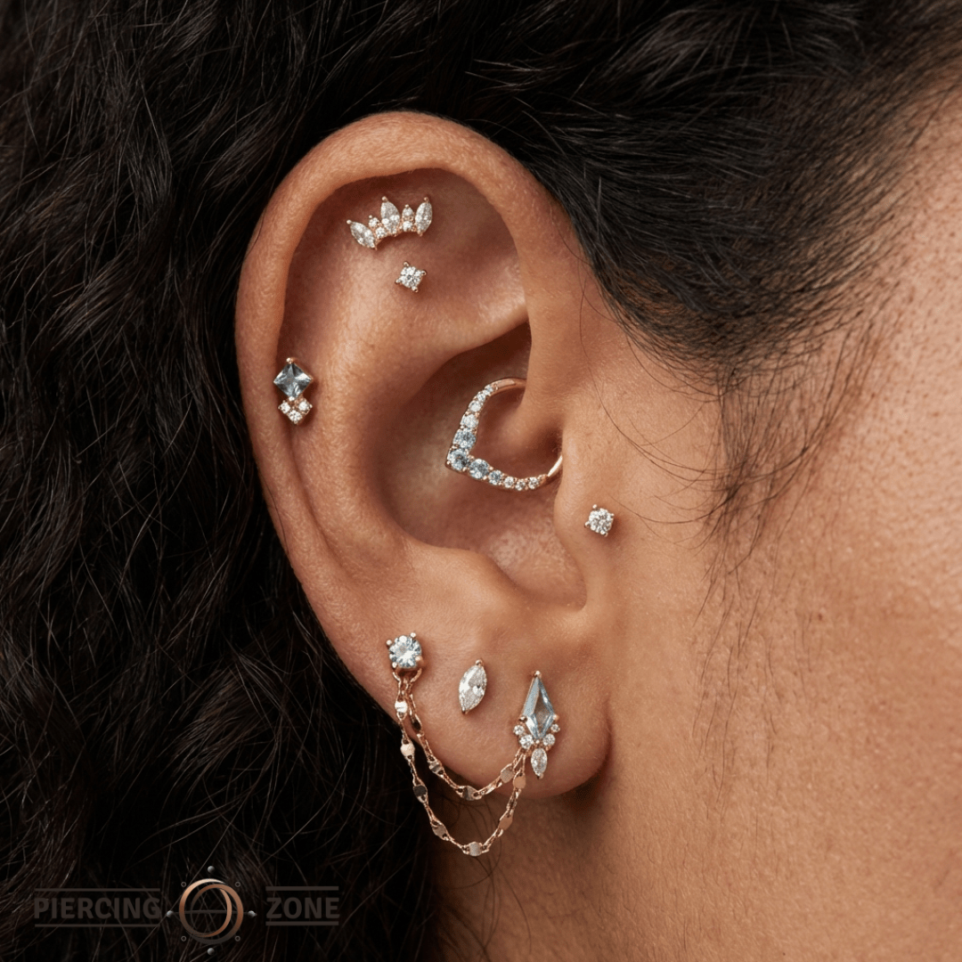 Rise + Shine – Blue Topaz Ombré – 14K Gold Clicker Ring - piercing - zone.com