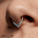 Rise + Shine – Blue Topaz Ombré – 14K Gold Clicker Ring - piercing - zone.com