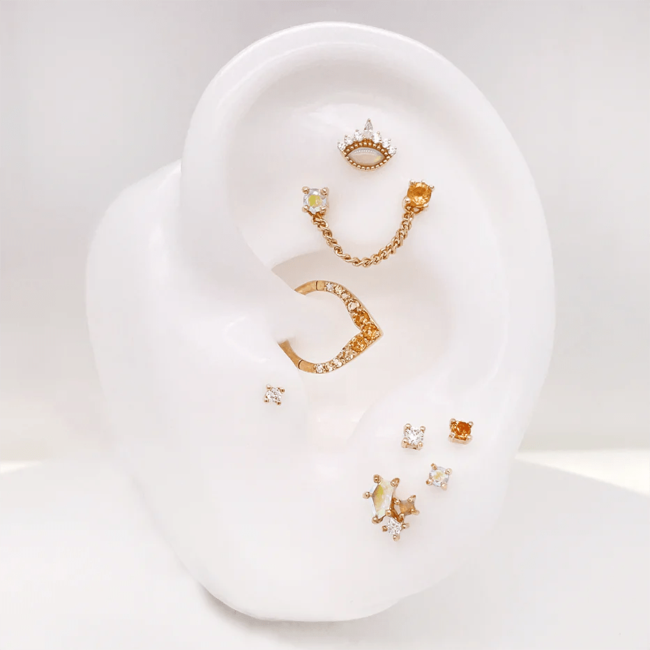 RISE + SHINE - CITRINE OMBRE - SOLID 14KT GOLD CLICKER piercing-zone.com