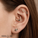 Rise + Shine – Ombré Gemstone Arc – 14K Gold Clicker Ring - piercing - zone.com