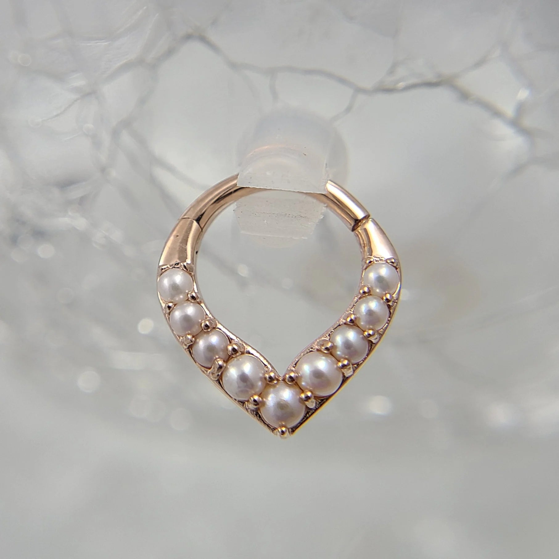Rise + Shine – Pearl – 14K Gold Clicker Ring - piercing - zone.com