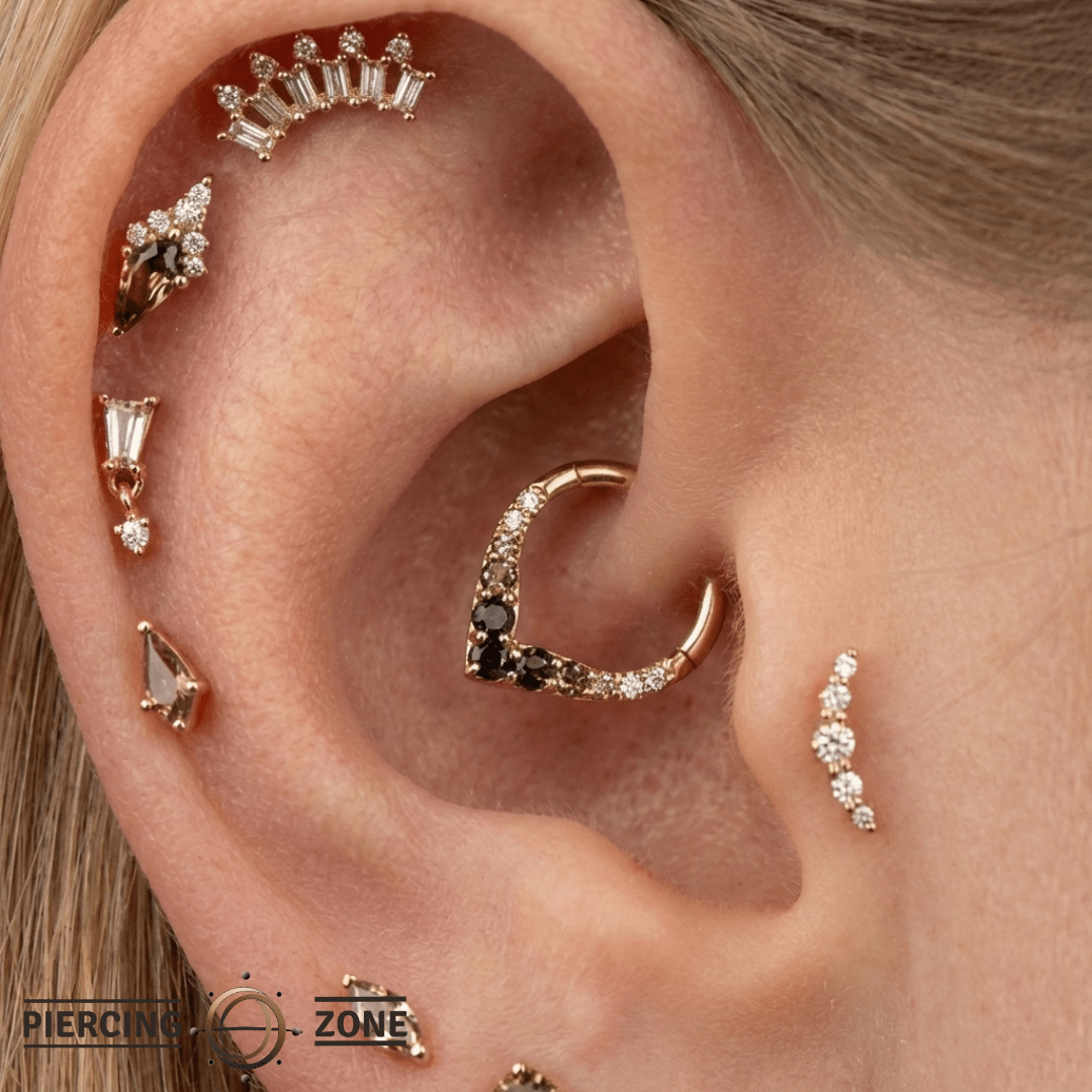 Rise + Shine – Smokey Quartz & Black Spinel – 14K Gold Clicker Ring - piercing - zone.com