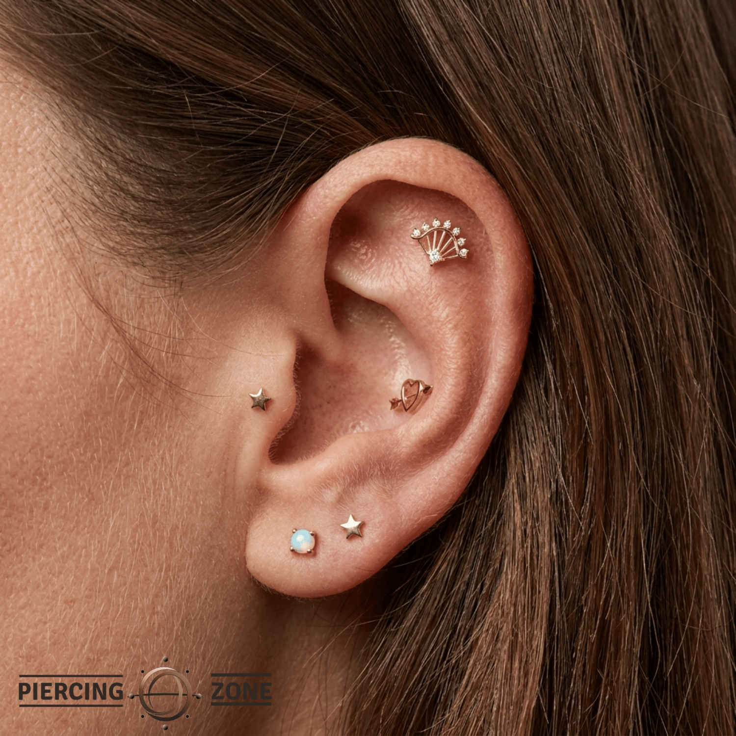 Riviera - 14K Gold Gem Threadless End - piercing - zone.com