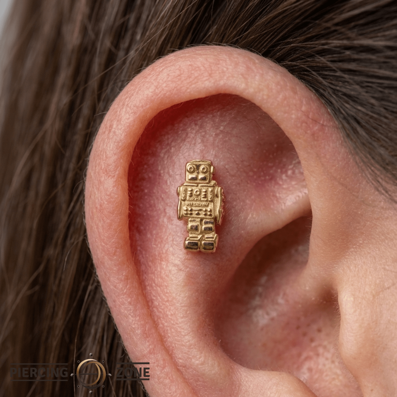 Robot – 14K Gold Threadless/Threaded End - piercing - zone.com