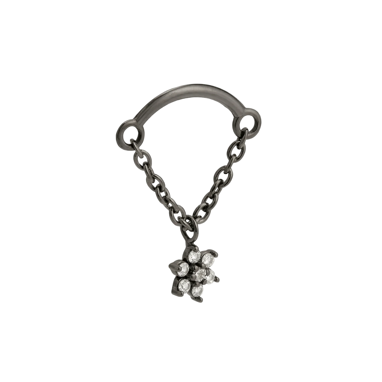 Rolo Bar with 7-Stone Flower - 14K Gold Threadless/Threaded