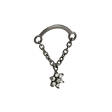 Rolo Bar with 7-Stone Flower - 14K Gold Threadless/Threaded