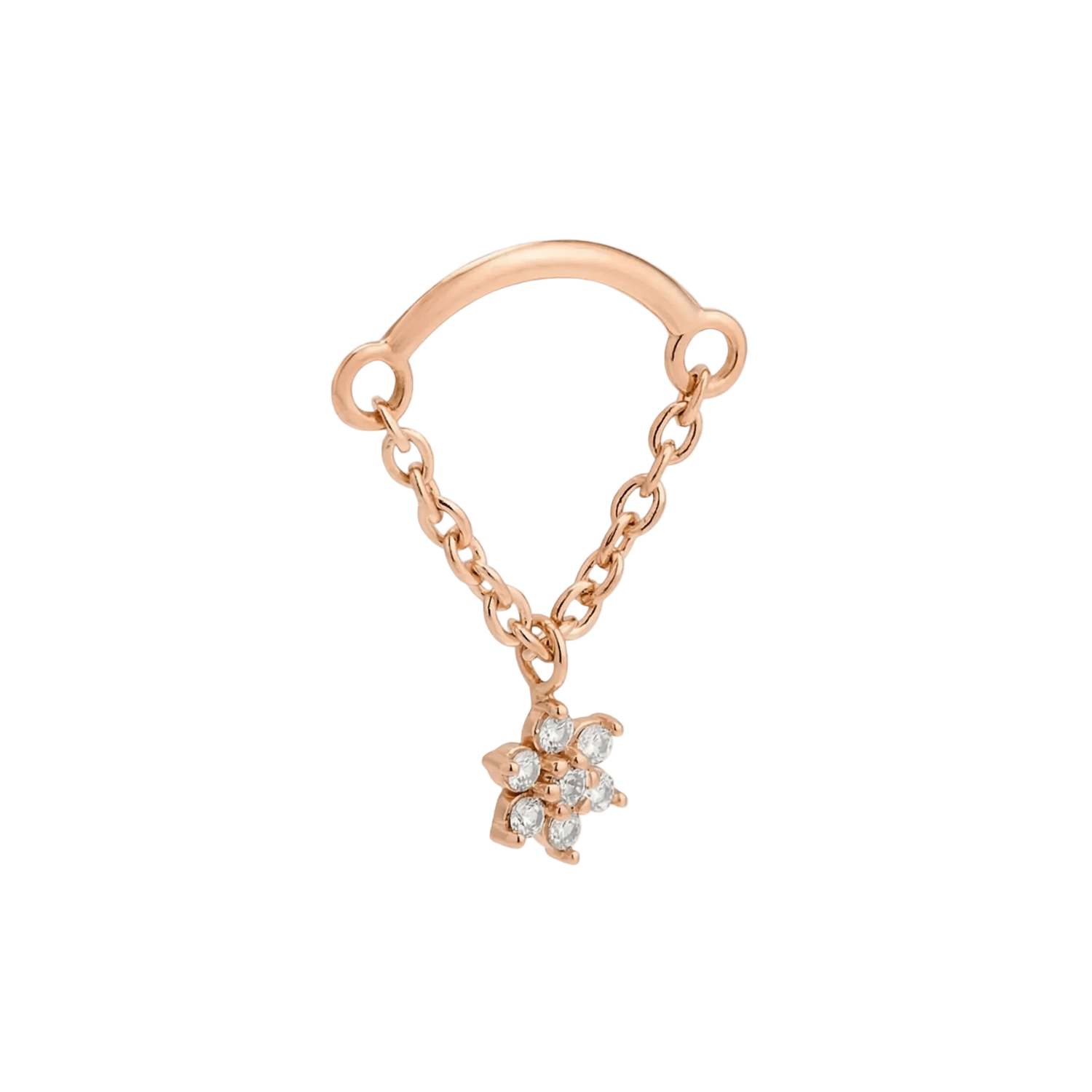 Rolo Bar with 7-Stone Flower - 14K Gold Threadless/Threaded