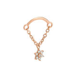 Rolo Bar with 7-Stone Flower - 14K Gold Threadless/Threaded