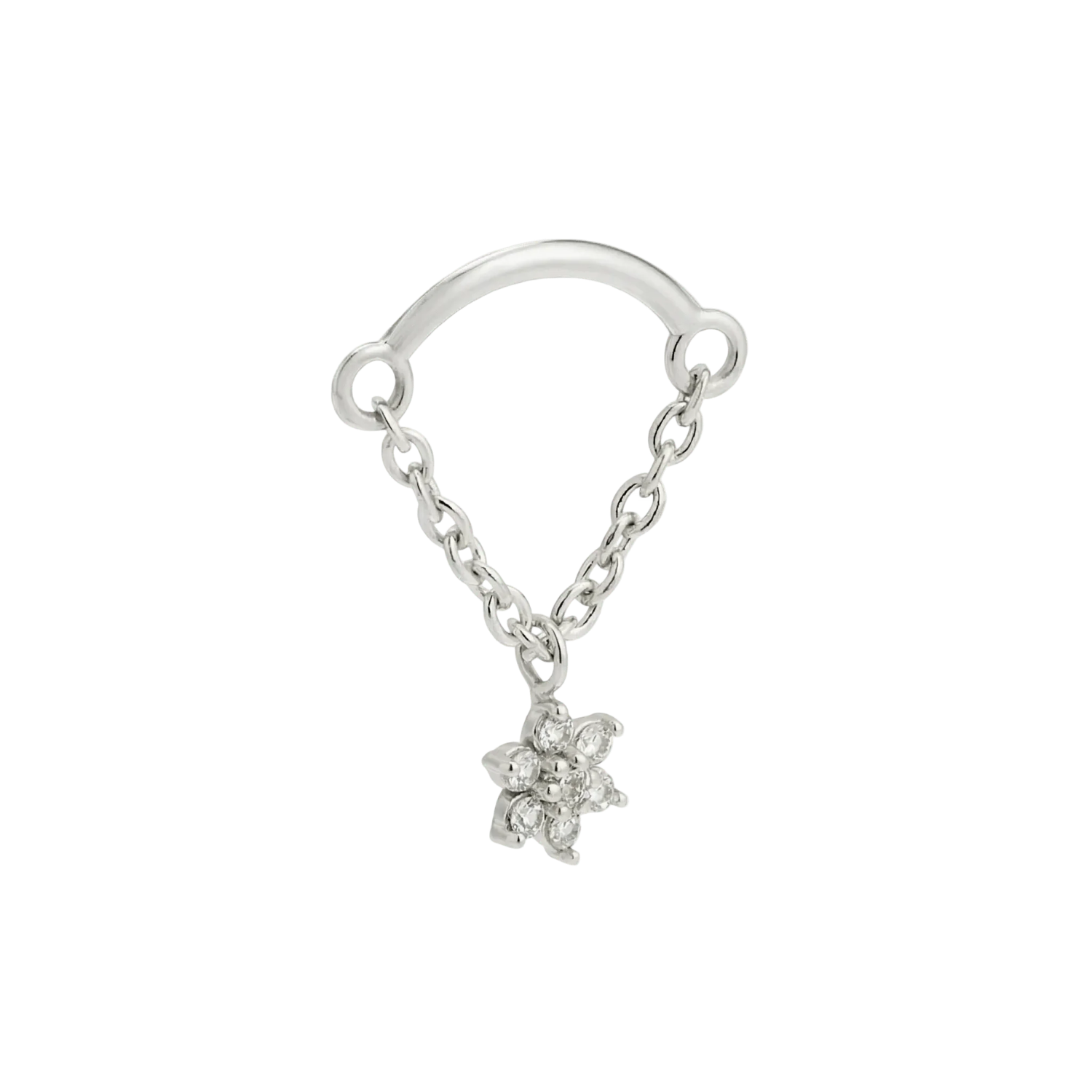 Rolo Bar with 7-Stone Flower - 14K Gold Threadless/Threaded