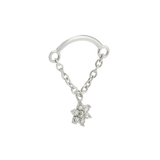 Rolo Bar with 7-Stone Flower - 14K Gold Threadless/Threaded