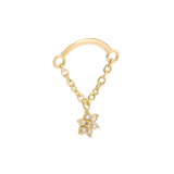 Rolo Bar with 7-Stone Flower - 14K Gold Threadless/Threaded