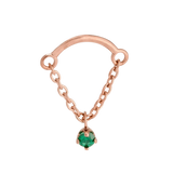 Rolo Bar with Prong Gem - 14K Gold Threadless/Threaded