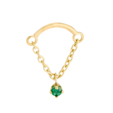 Rolo Bar with Prong Gem - 14K Gold Threadless/Threaded