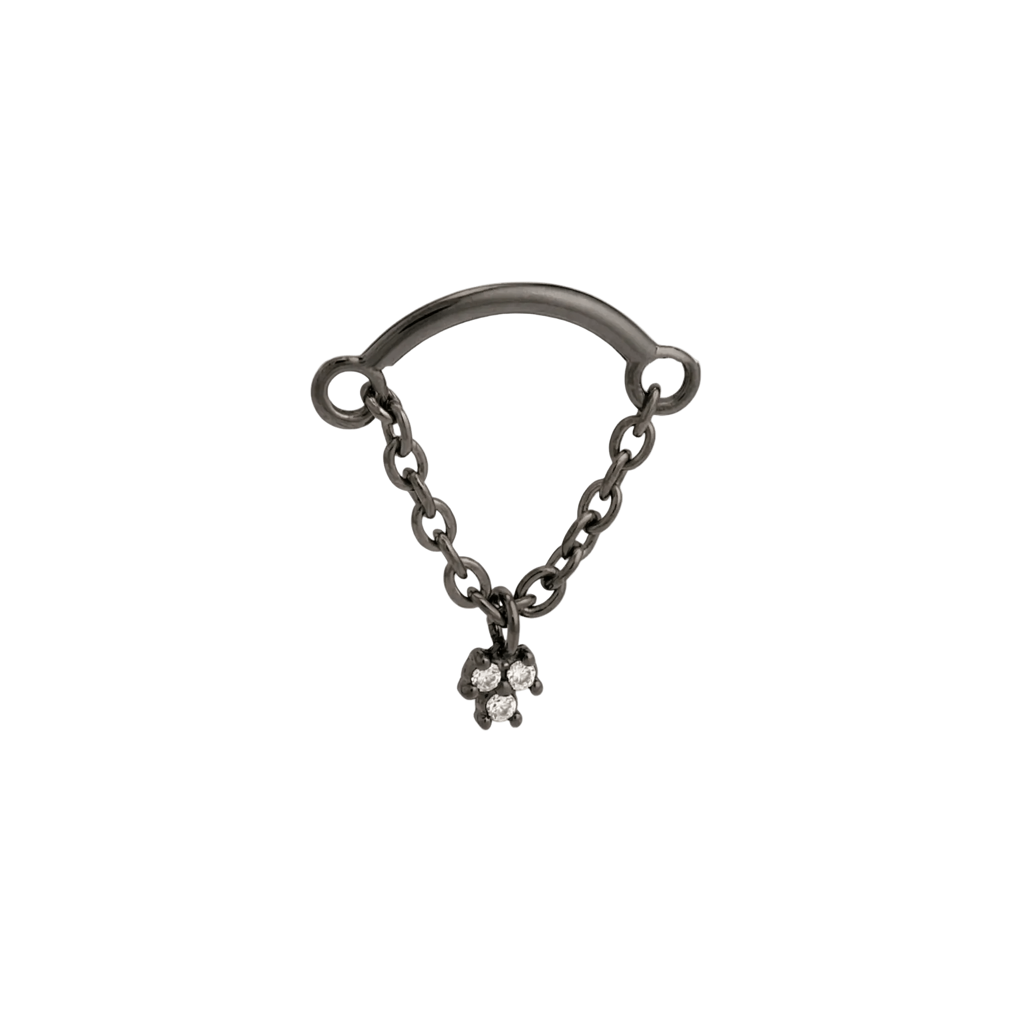 Rolo Bar with 3 - Stone Cluster - 14K Gold Threadless/Threaded - piercing - zone.com