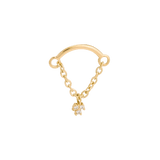 Rolo Bar with 3 - Stone Cluster - 14K Gold Threadless/Threaded - piercing - zone.com