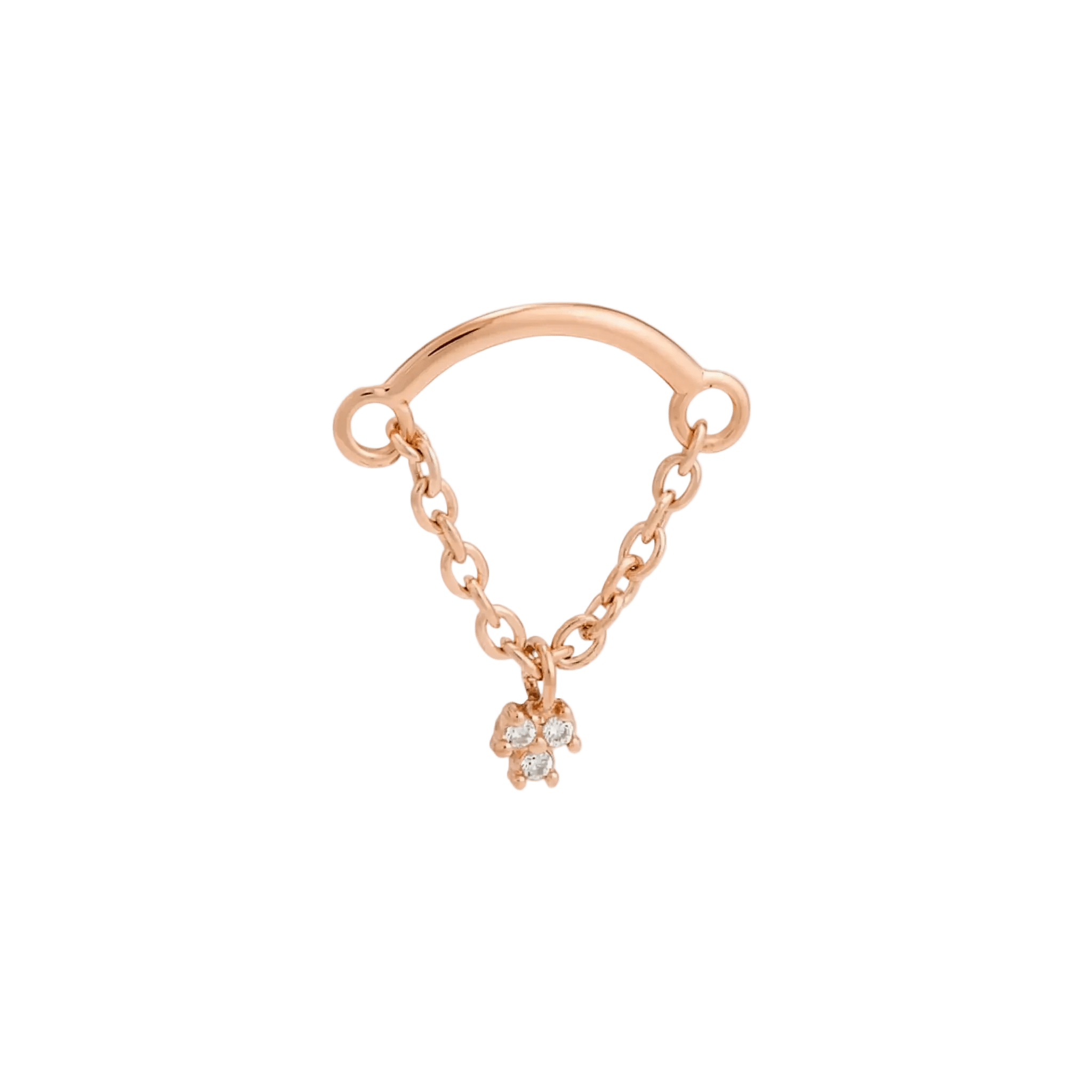 Rolo Bar with 3 - Stone Cluster - 14K Gold Threadless/Threaded - piercing - zone.com