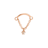 Rolo Bar with 3 - Stone Cluster - 14K Gold Threadless/Threaded - piercing - zone.com