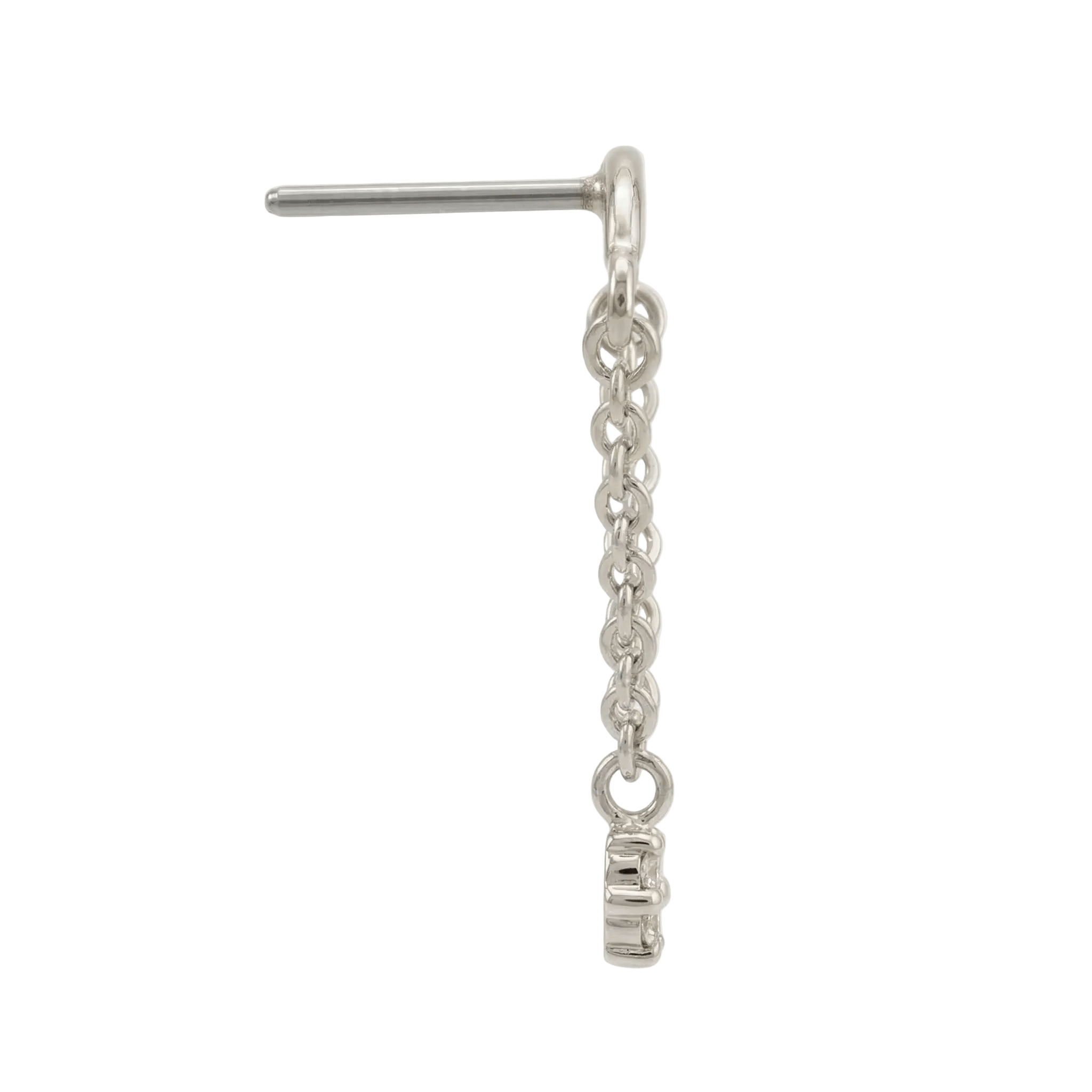 Rolo Bar with 3 - Stone Cluster - 14K Gold Threadless/Threaded - piercing - zone.com