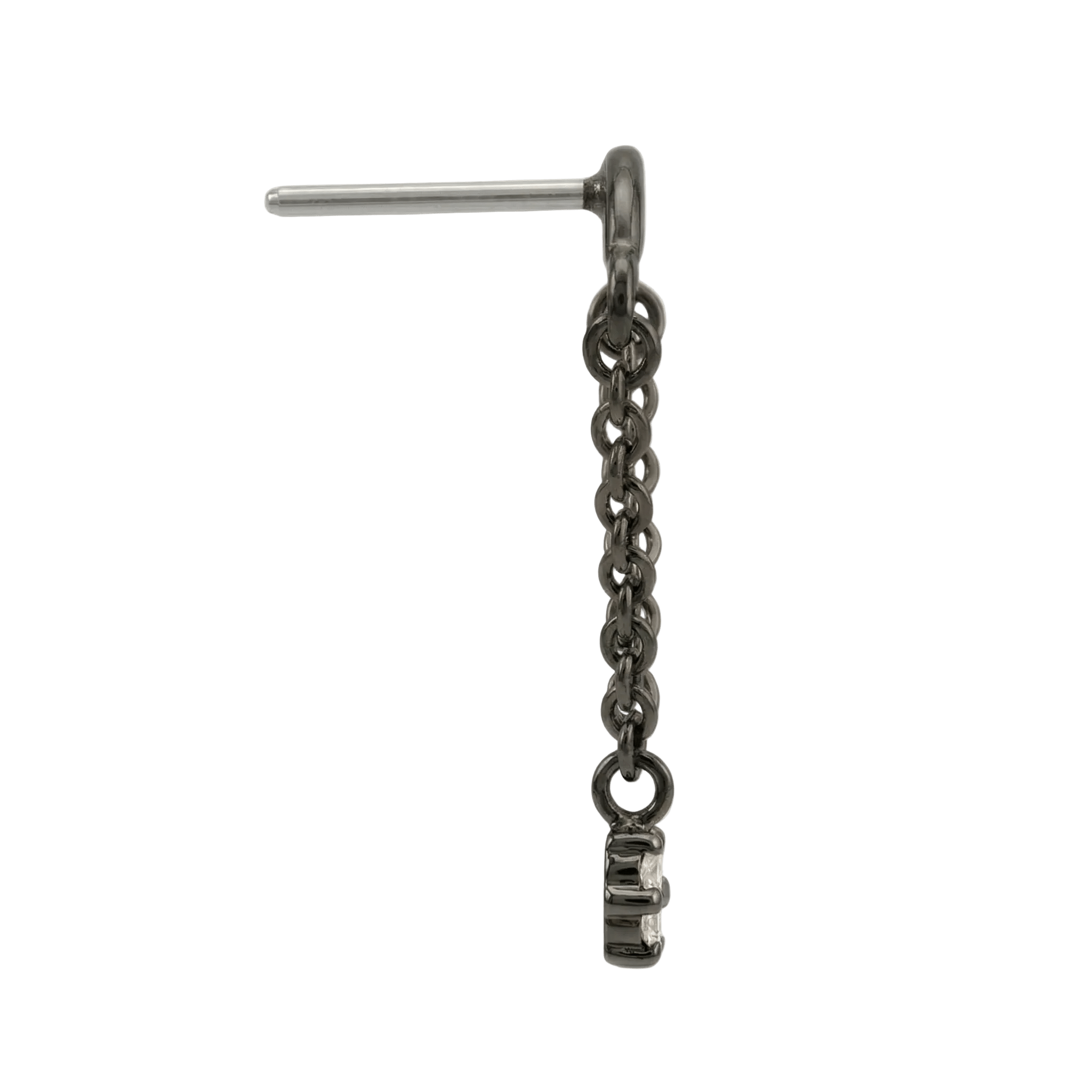 Rolo Bar with 3 - Stone Cluster - 14K Gold Threadless/Threaded - piercing - zone.com