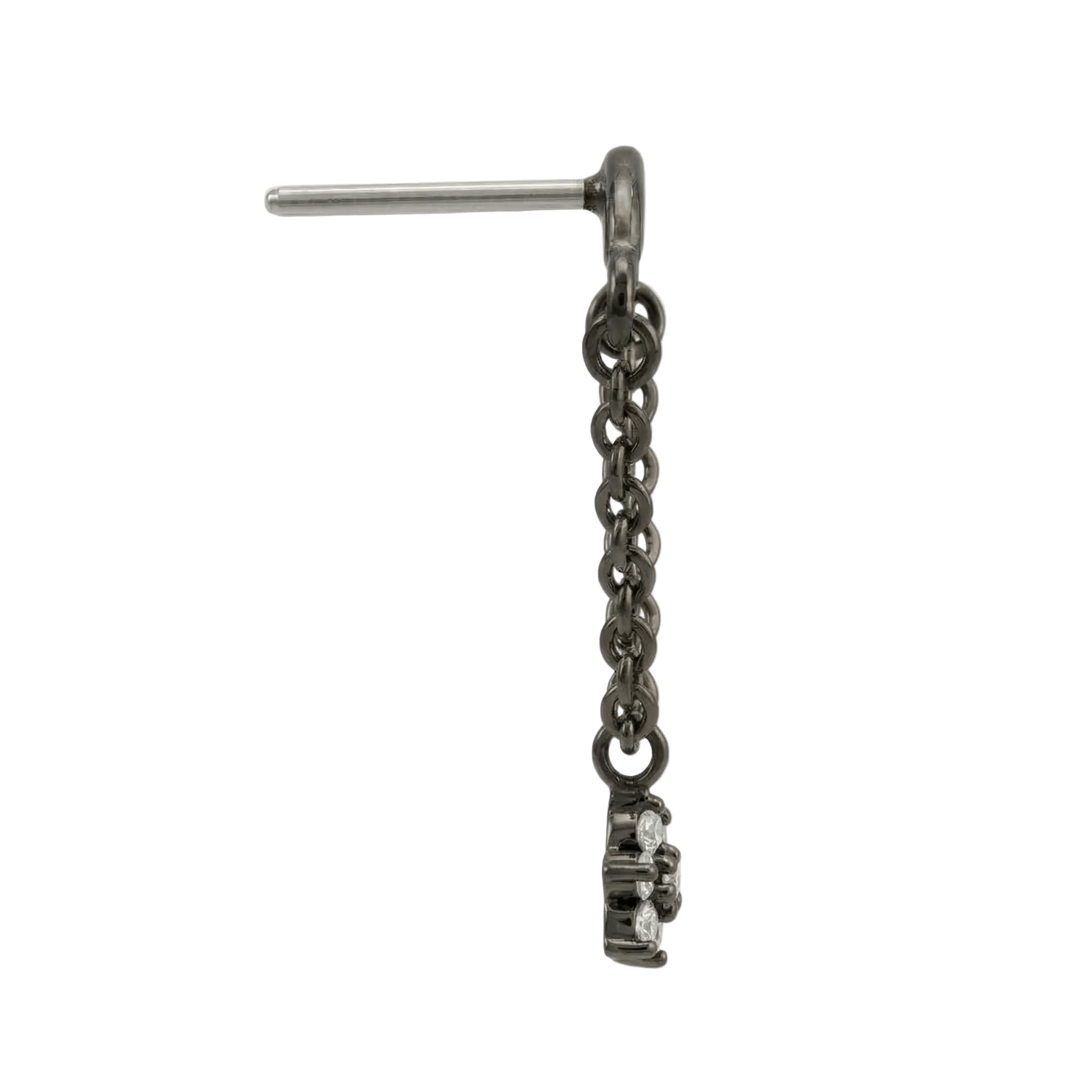 Rolo Bar with 7 - Stone Flower - 14K Gold Threadless/Threaded - piercing - zone.com