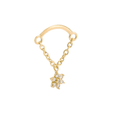 Rolo Bar with 7 - Stone Flower - 14K Gold Threadless/Threaded - piercing - zone.com