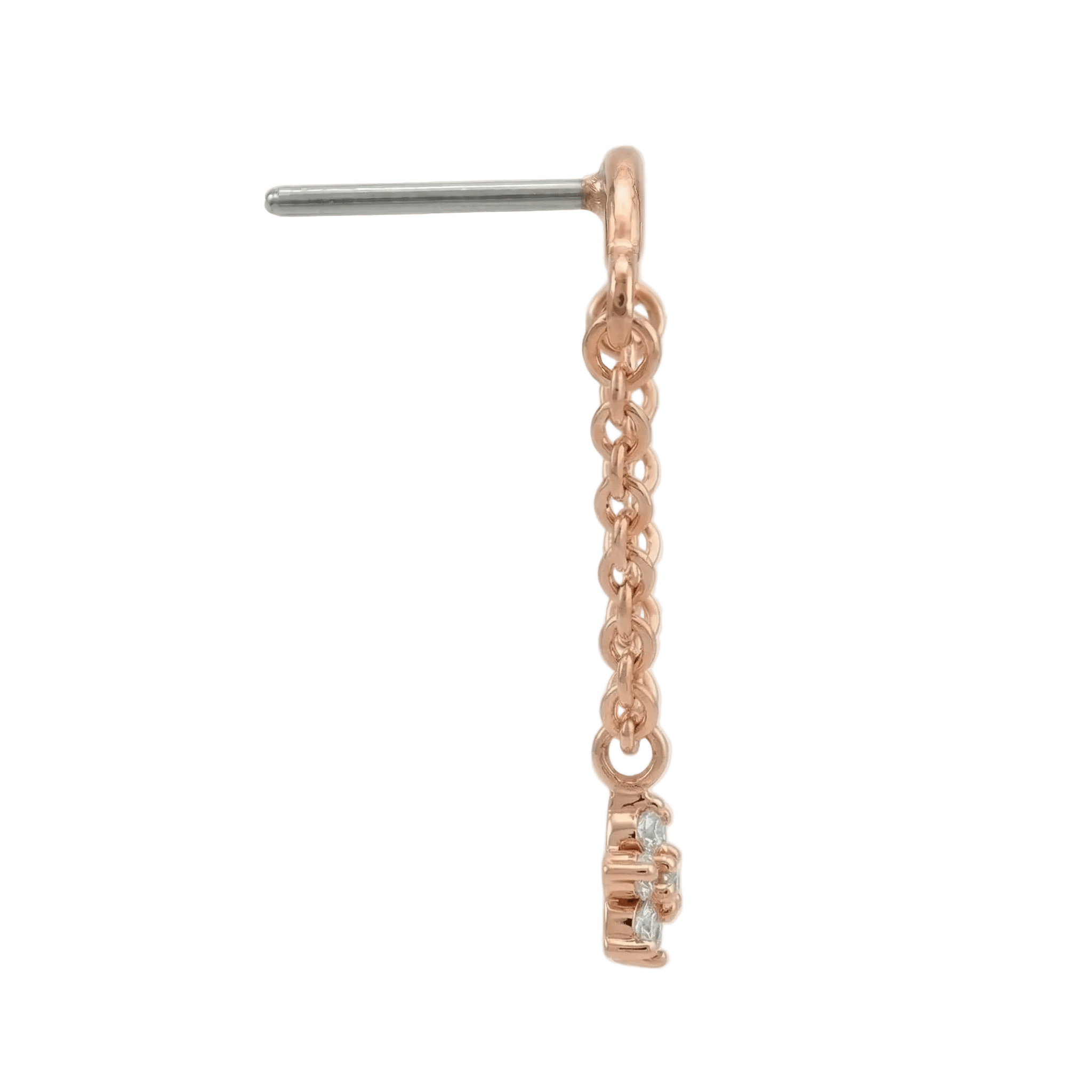 Rolo Bar with 7 - Stone Flower - 14K Gold Threadless/Threaded - piercing - zone.com