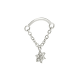 Rolo Bar with 7 - Stone Flower - 14K Gold Threadless/Threaded - piercing - zone.com