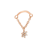 Rolo Bar with 7 - Stone Flower - 14K Gold Threadless/Threaded - piercing - zone.com