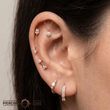 Rolo Bar with 7 - Stone Flower - 14K Gold Threadless/Threaded - piercing - zone.com