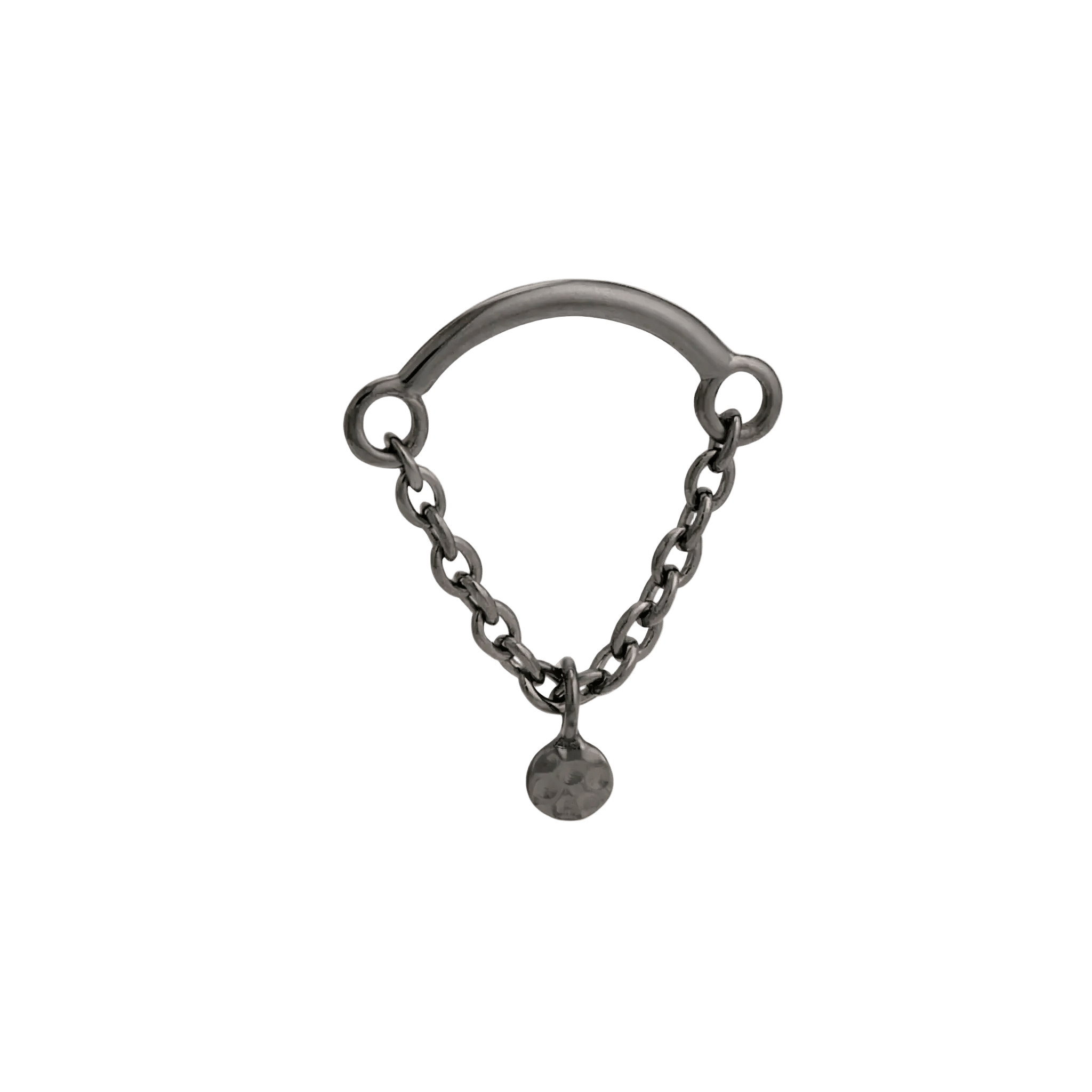 Rolo Bar with Hammered Disc - 14K Gold Threadless/Threaded - piercing - zone.com