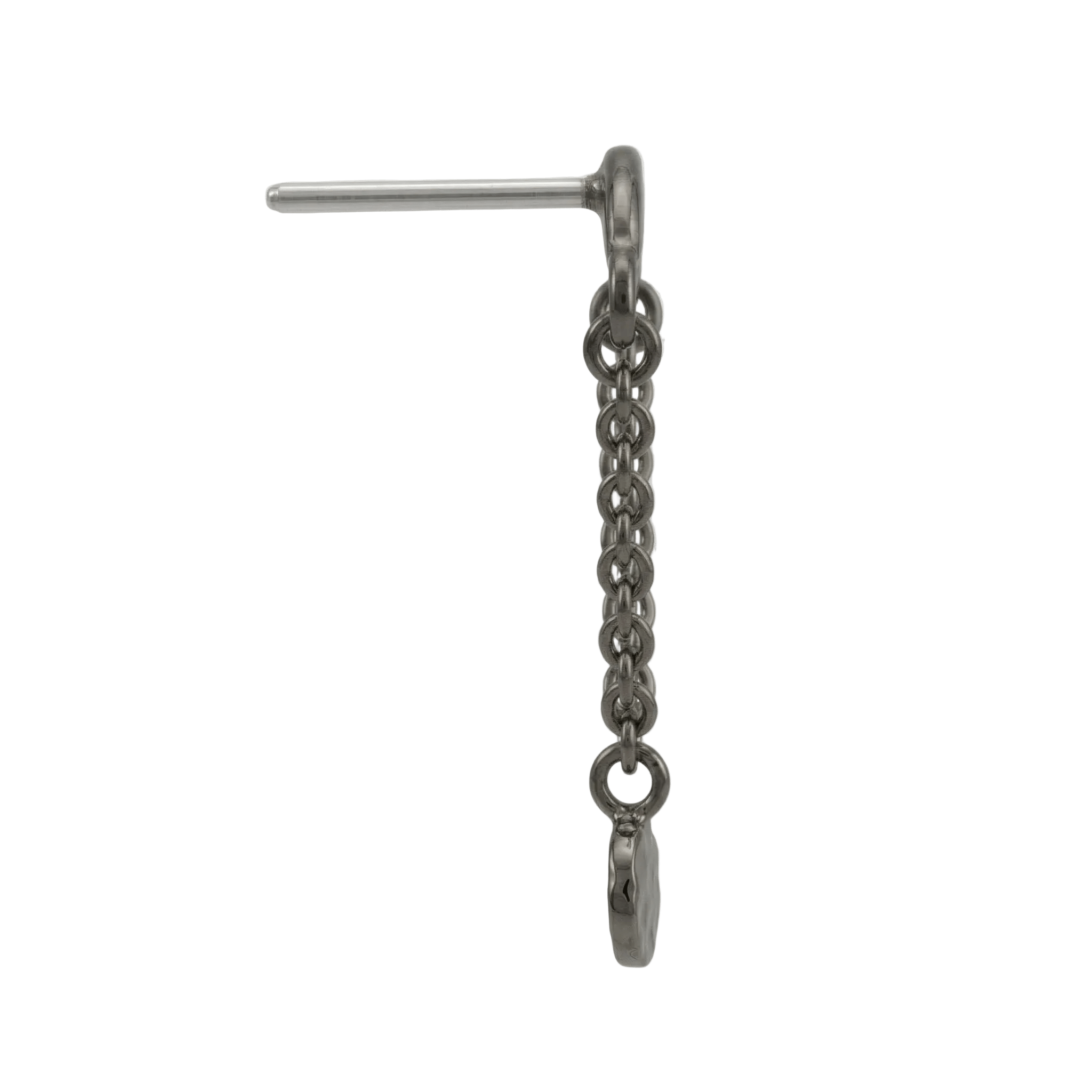 Rolo Bar with Hammered Disc - 14K Gold Threadless/Threaded - piercing - zone.com