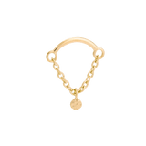 Rolo Bar with Hammered Disc - 14K Gold Threadless/Threaded - piercing - zone.com
