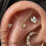 Rolo Bar with Hammered Disc - 14K Gold Threadless/Threaded - piercing - zone.com