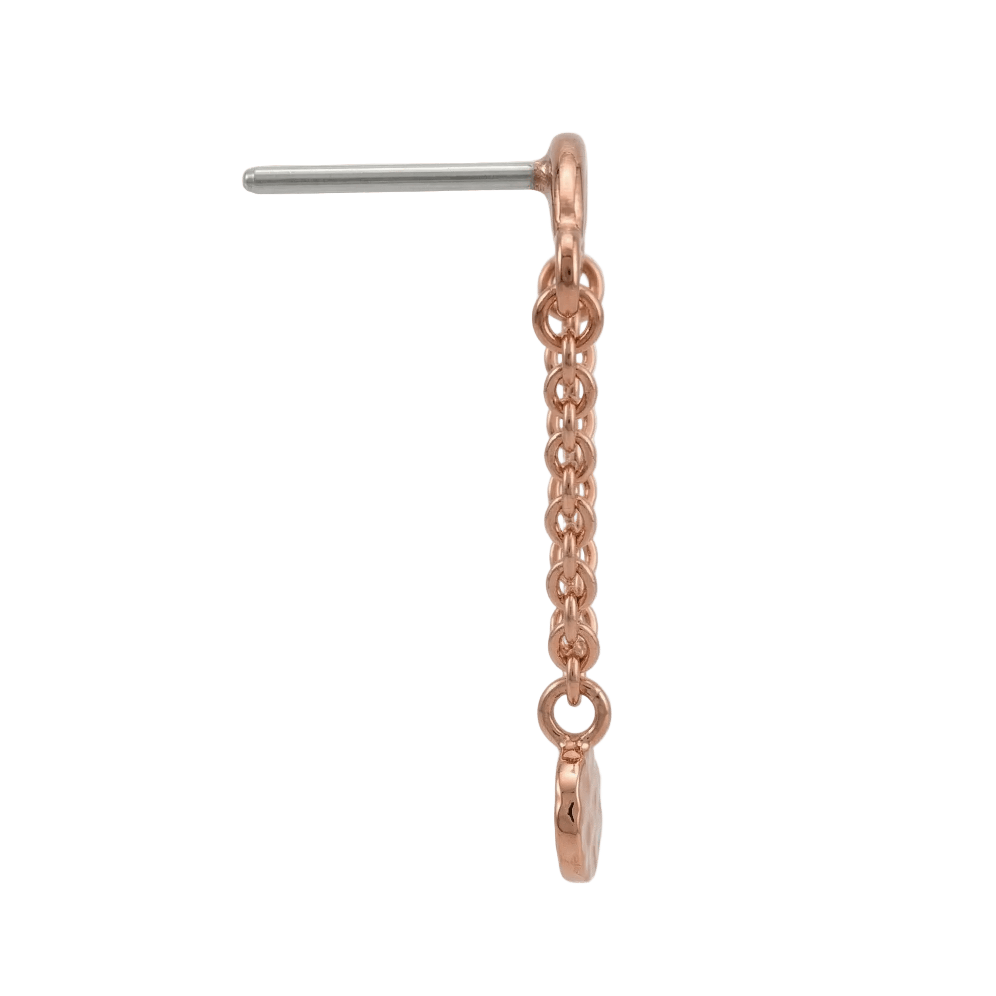 Rolo Bar with Hammered Disc - 14K Gold Threadless/Threaded - piercing - zone.com