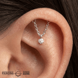 Rolo Bar with Hammered Disc - 14K Gold Threadless/Threaded - piercing - zone.com