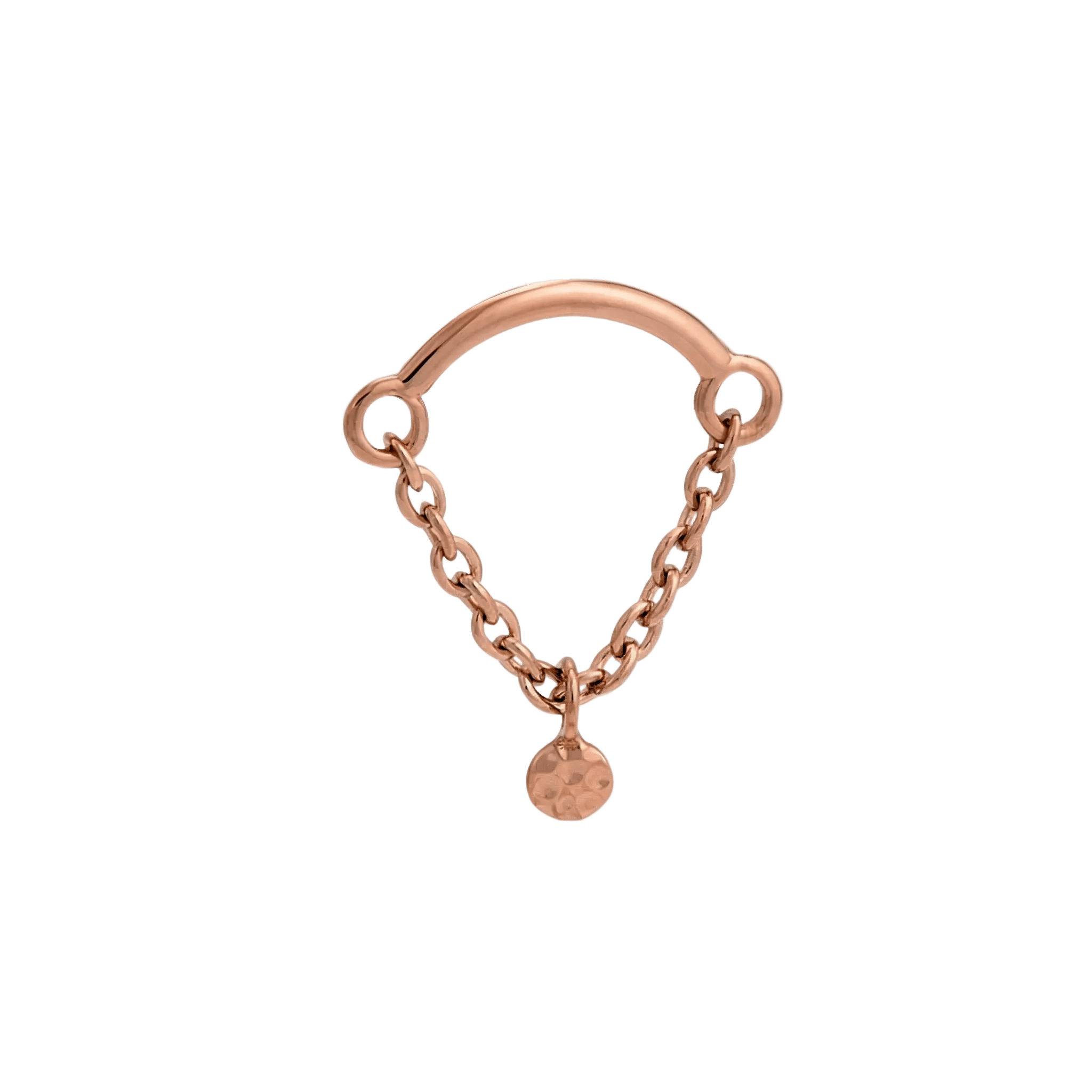 Rolo Bar with Hammered Disc - 14K Gold Threadless/Threaded - piercing - zone.com