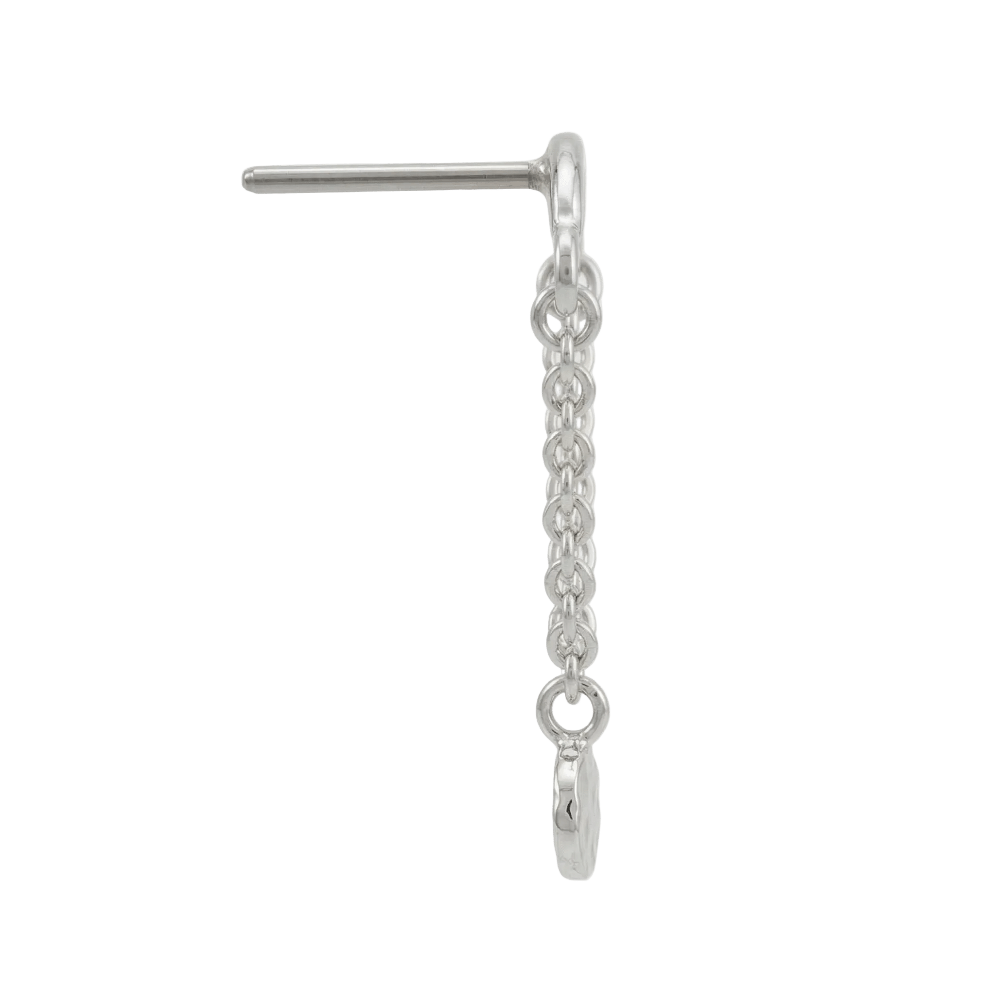 Rolo Bar with Hammered Disc - 14K Gold Threadless/Threaded - piercing - zone.com