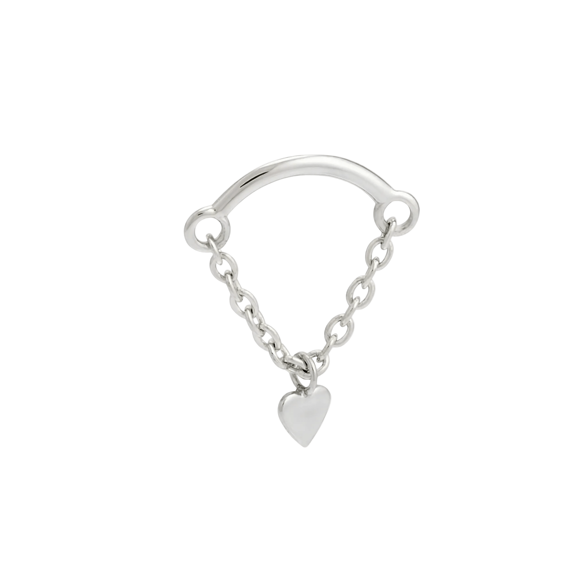 Rolo Bar with Heart - 14K Gold Threadless/Threaded - piercing - zone.com