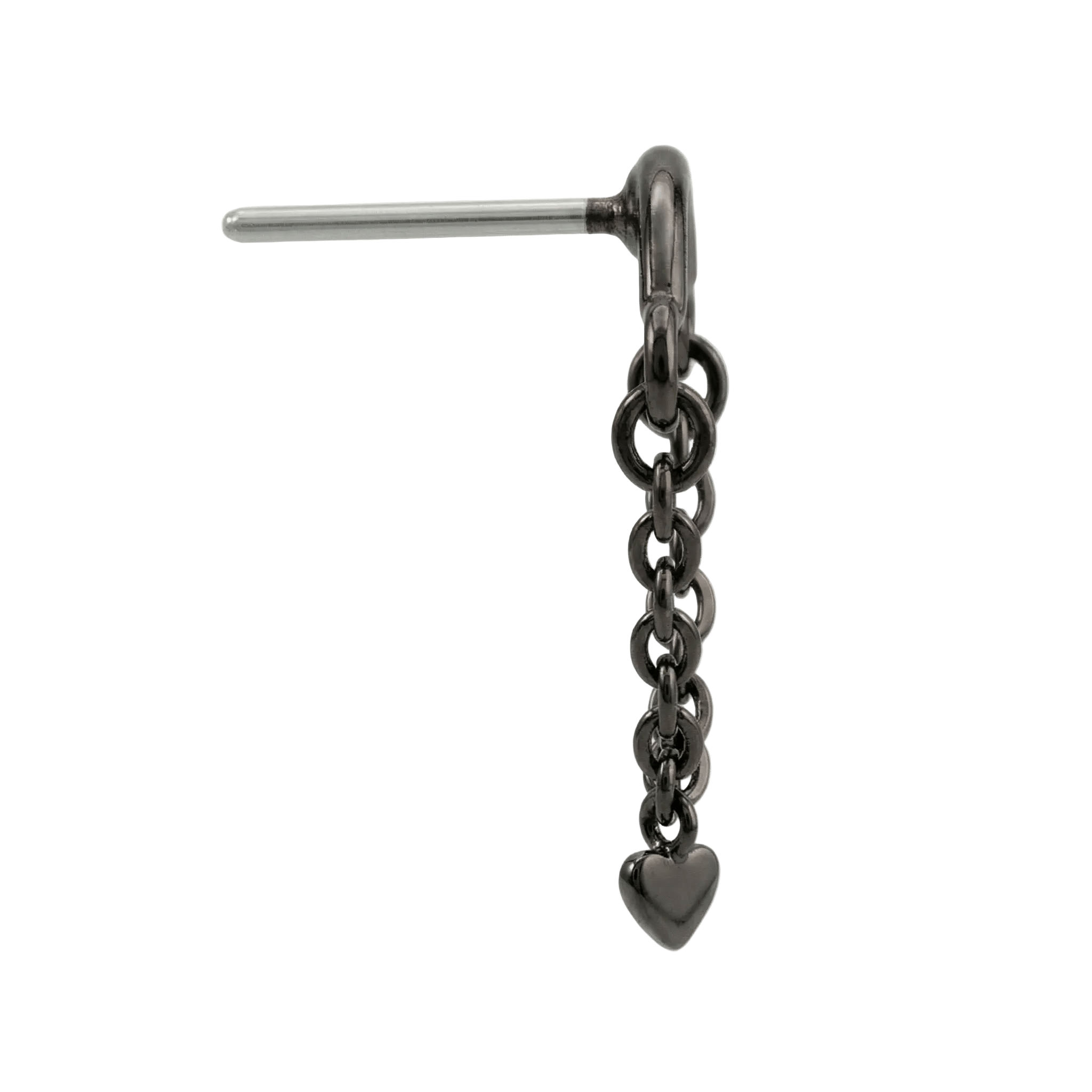Rolo Bar with Heart - 14K Gold Threadless/Threaded - piercing - zone.com