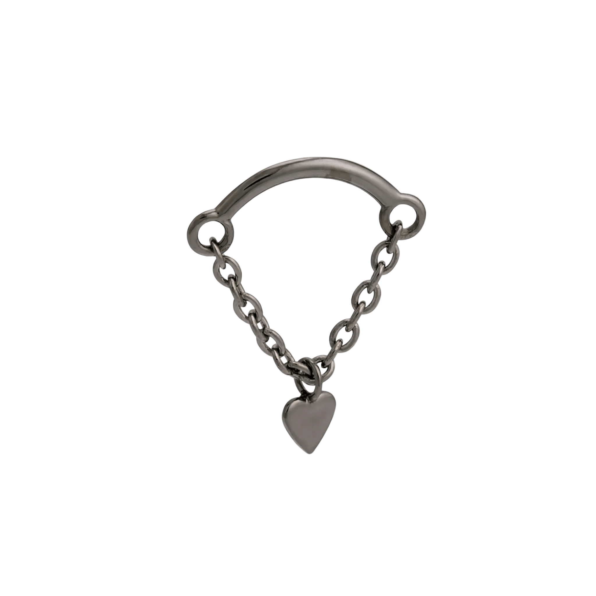 Rolo Bar with Heart - 14K Gold Threadless/Threaded - piercing - zone.com