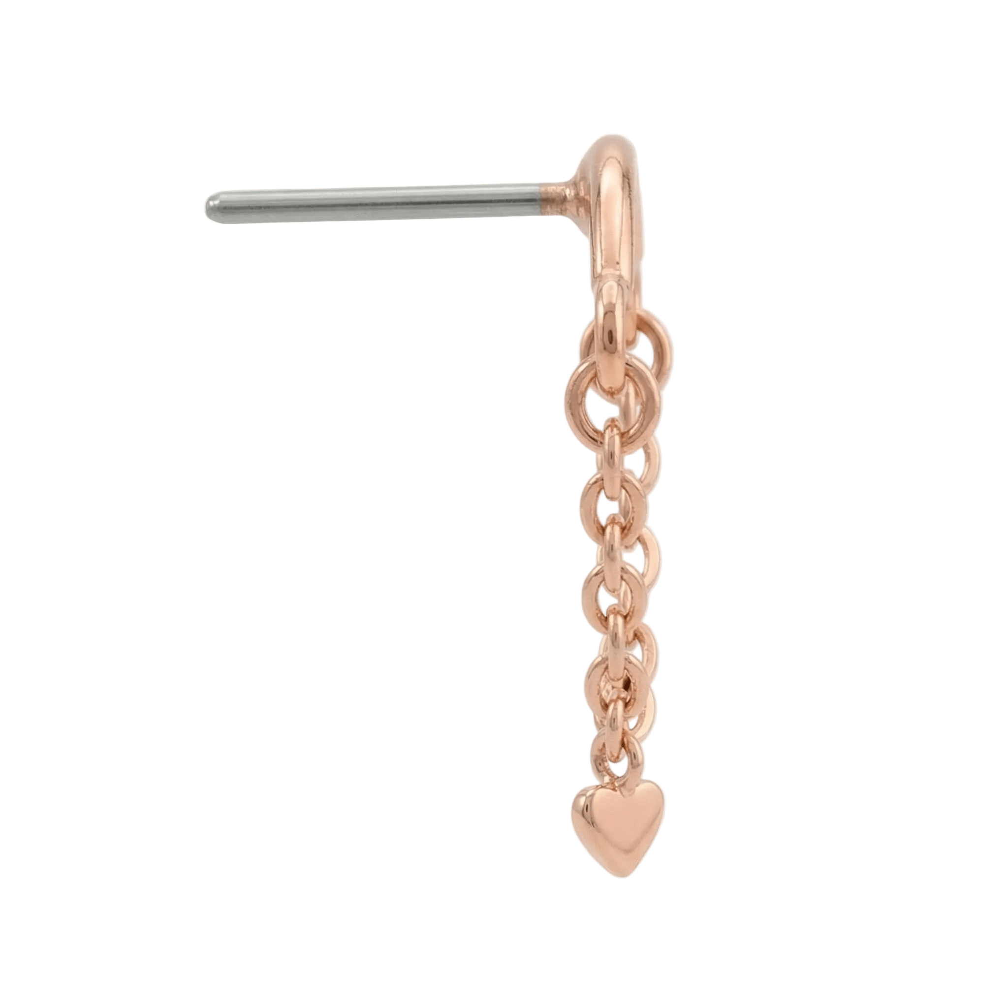 Rolo Bar with Heart - 14K Gold Threadless/Threaded - piercing - zone.com