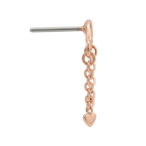 Rolo Bar with Heart - 14K Gold Threadless/Threaded - piercing - zone.com